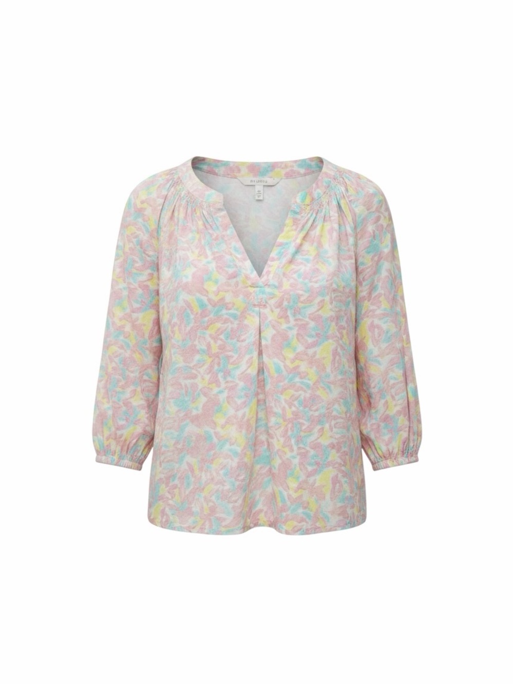 Crown & Ivy Pastel Floral V-Neck Blouse - Pink, Mint, Yellow - Picture 2 of 9